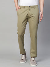 Genips Men's Green Cotton Stretch Caribbean Slim Fit Solid Trousers